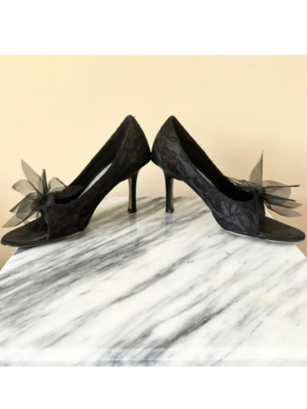 Vintage Tulle and Rhinestone Lace Heels